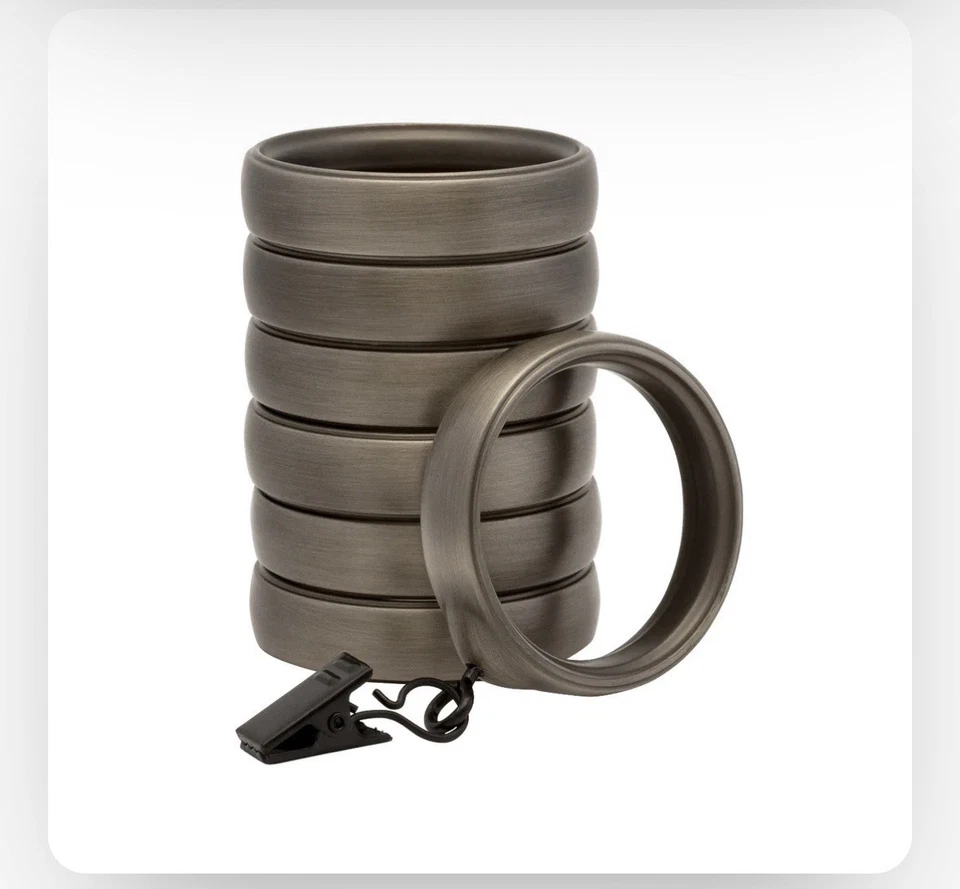 Kirsch Designer Metal Transitional Rings for Drapery Rod Pole Antique Silver New - Image 1 of 1