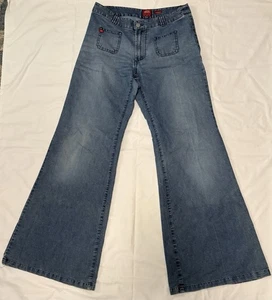 Y2K Miss Sixty Zhenda Damenjeans Größe 30 weit ausgestellt 14" Bein Vintage Italien - Bild 1 von 9