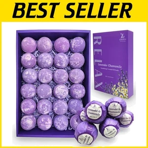 Relaxing Lavender & Chamomile Bath Bombs – Natural 24-Piece Set for Families - Picture 1 of 10