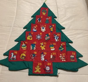 Vintage Avon Fabric Advent Countdown Christmas W/ Santa Claus Counter Tree 1995 - Picture 1 of 6