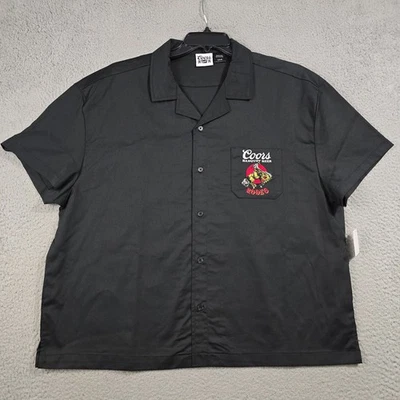 COORS BEER Button Up SHIRT MENS Large Black BREWERY COWBOY RODEO HORSE Brew NWT - Image 1 of 4
