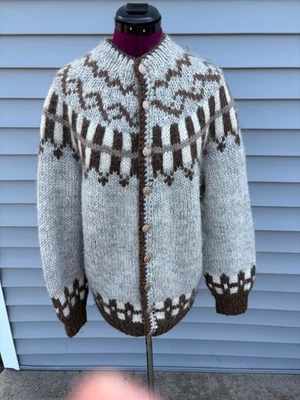 Cárdigan suéter tejido a mano islandés Islandia para mujer L mediados de siglo años 60 tonos Foto 1 de 4
