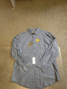 NEW MENS BEN SHERMAN LONG SLEEVE BUTTON DOWN SHIRT SIZE 16.5/32-33 BLUE PRINT - Picture 1 of 4