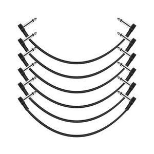 12 Inch Guitar Patch Cables 6 Pack, 1/4" TS Right Angle Effect 12 INCH, Black - Picture 1 of 7