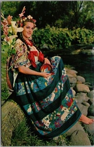 Postal de colección de los años 60 MÉXICO Bonita Dama "Disfraz de Acateca de Guerrero" Sin usar - Imagen 1 de 2