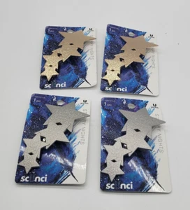 4 PACK SCUNCI STARRY NIGHTS CLIP TWO GOLD & TWO SILVER WITH BUILT IN CLIP - Picture 1 of 10