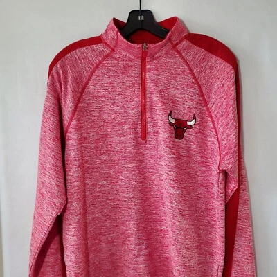 Camisa Chicago Bulls Hombre Mediana Roja 1/4 Cremallera Logo NBA Bordado Manga Larga  Foto 1 de 4