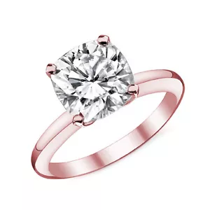 2.07CT Unique 14K RG Cushion Cut Moissanite 4 Prong Solitaire Engagement Ring - Picture 1 of 3