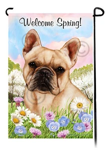 Bandera de jardín Welcome Spring - Bulldog francés crema - Imagen 1 de 1