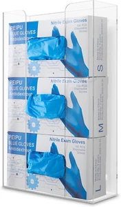 Stock Your Home Triple Acrylic Gloves Dispenser, Tissue Box Shelf, Glove Holder  - Picture 1 of 12