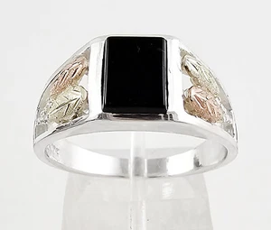 Black Hills Gold Sterling Silver Men's Ring w Onyx Size 8 - 13 - Picture 1 of 3