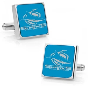 85819 CRONULLA SHARKS NRL TEAM LOGO COLOUR MENS SQUARE CUFFLINKS JEWELLERY - Bild 1 von 1