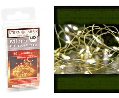 LED Mikro Drahtlichterkette Batterie Knopfzelle CR2032 warmweiß 10er 20er Wasser - Bild 1 von 2