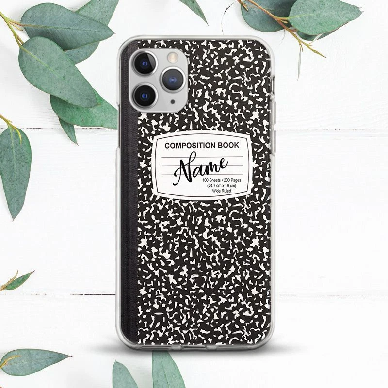 Custom Name Composition Book Case For iPhone 7 8 X SE 11 12 13 14 15 Pro Max XR - Image 1 of 1