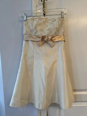 Jessica McClintock Formal Dress Cream Gold NWOT Size 5 - Image 1 of 4