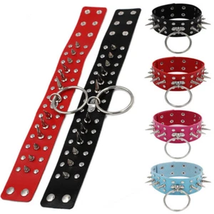 Fashion  Bondage Handmade Steel Spike PU Leather Choker Collar Necklace Buckle - Picture 1 of 11