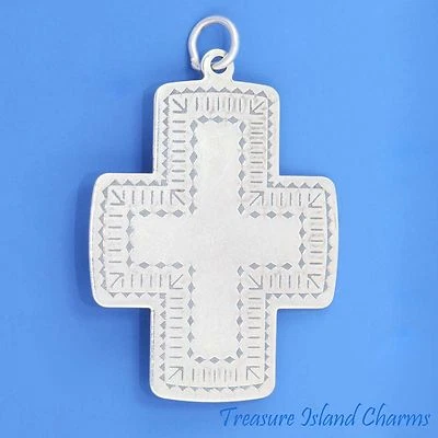Colgante grande estilo cruz de plata de ley 925 estilo Santa Fe occidental HECHO EN EE. UU. Foto 1 de 2