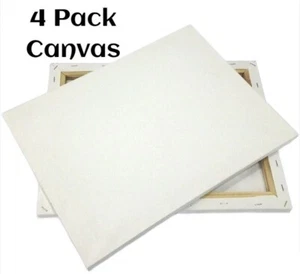 4 Piece 16x20" Artist Canvases Pre-Stretched Cotton Duck Double Acrylic Gesso - Picture 1 of 4