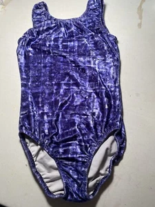 Pre Owned gymnastics leotard. Soft velour type fabric. Adult small. Purple - Picture 1 of 3