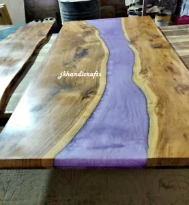 Black Epoxy Resin Dining Table Wooden Live Edge Table Top Home Decor - Foto 1 di 1