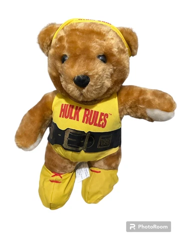 Hulk Hogan Hules Rules 13” Plush Bear Vintage 1989 WWF Titan Sports Cover