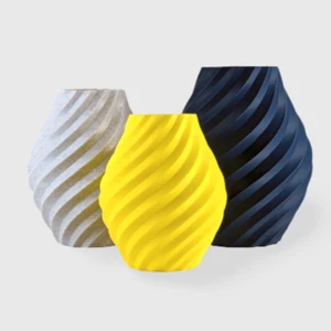 3D Printed Vase Swirl Navy Stone Effect Grey Yellow Shelf Decor Objects - Picture 1 of 6