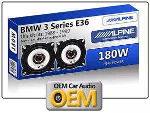 BMW 3 Series E36 Rear Side Shelf speakers Alpine 10cm 4" car speaker kit 180W - Picture 1 of 2