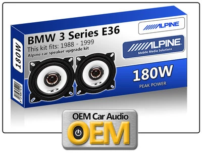 BMW 3 Series E36 Rear Side Shelf speakers Alpine 10cm 4" car speaker kit 180W - Image 1 of 2