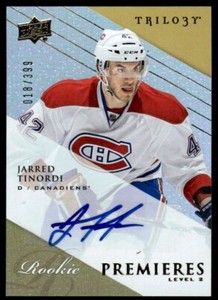 2013-14 Upper Deck Trilogy Jarred Tinordi Auto 018/399 Montreal Canadiens #168