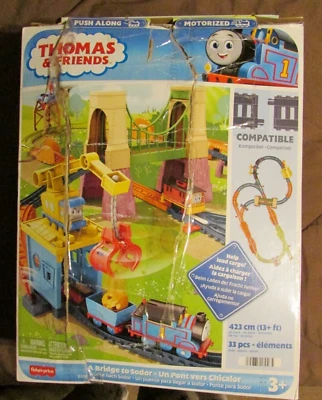 Thomas Bridge to Sodor Motorized Toy Train & Track Set 33 PC Preschool Toys Read - Image 1 of 4