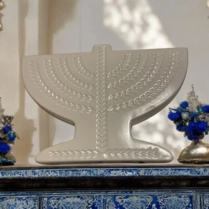 Hanukkah Menorah CHANUKAH portacandele in ceramica bianca 9 - Foto 1 di 7