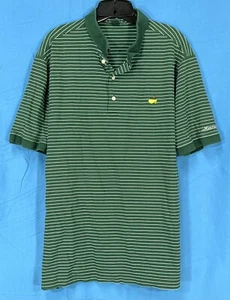 THE MASTERS AUGUSTA 60s 2-Ply Mercerized GREEN/WHITE Striped GOLF Polo Shirt XL - Picture 1 of 6