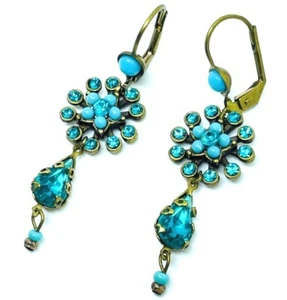 Pendientes Preciosos Cristales Michal Negrin Flores Hechos en Israel - Imagen 1 de 6