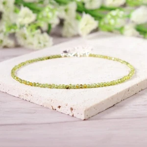 Natural Olivine Peridot Beads Ankle Bracelet Healing Reiki Dainty Foot Anklet - Picture 1 of 5