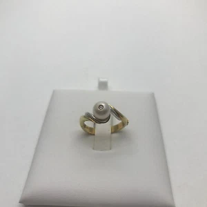 ANELLO da Donna, perla coltivata con diamante in oro giallo 18 KT RE22 - Foto 1 di 1