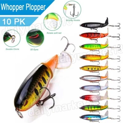 Señuelos de pesca 10ps cebo Whopper Plopper Topwater cola giratoria flotante para lubina Foto 1 de 4