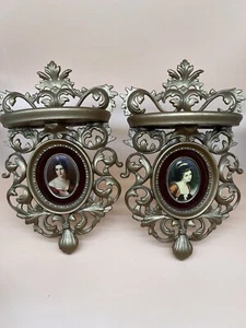 VTG/Antique? PAIR Of Wall Shelf Sconces Lady Hamilton & Pauline Bonaparte RARE! - Picture 1 of 17