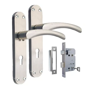 Epsom Door Handle Satin Nickel Twist Door Handle Set and 3 Lever sash Lock - Picture 1 of 7