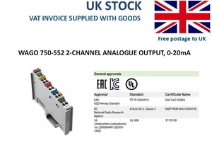Wago 750-552 2-channel analogue output, 0-20 mA - Picture 1 of 5