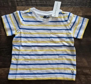 Camisa Janie and Jack Rayas Azul/Blanco/Amarillo Niños Talla 12-18 Mos Nueva con Etiquetas - Imagen 1 de 6