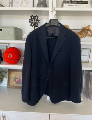 🔥 Polo Ralph Lauren® 48R Herringbone Wool Sport Coat Navy Blue - Image 1 of 4