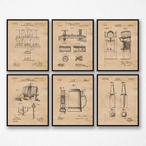 Classic Beer Cerveza Lager Patent Prints 6 (8x10) for Home Work Brewery Office - Picture 1 of 12