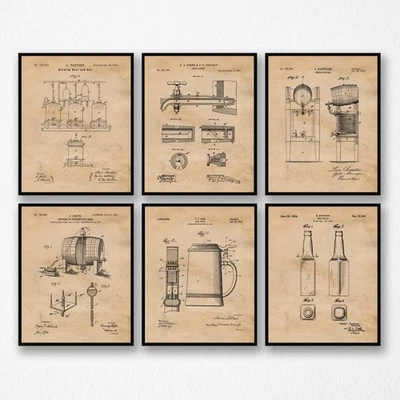 Classic Beer Cerveza Lager Patent Prints 6 (8x10) for Home Work Brewery Office - Image 1 of 4
