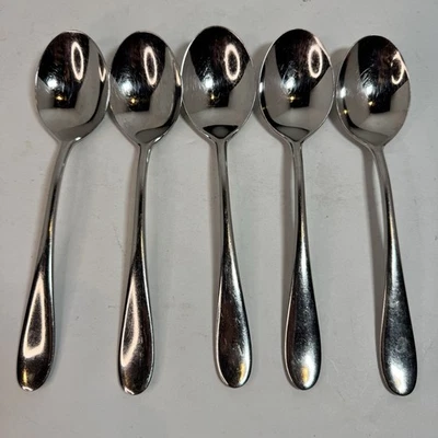 BODA NOVA JAPAN Gourmet Pattern Stainless Flatware 7 5/8" Soup Spoon Lot Of 5 - Image 1 of 4