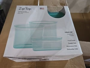 Barattoli Barattoli Conservazione Alimenti Silicone Zip Top Set Trasparente Teal Riutilizzabile Platino - Foto 1 di 3