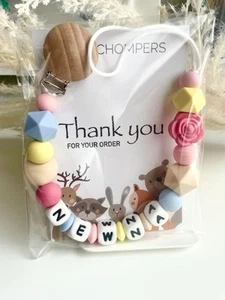 Personalised Baby Pacifier Clip With Name Handmade Pacifier Clip - Picture 1 of 1