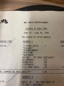 Peter Gabriel -1988  Legends of Rock - LP - NBC Radio - Broadcast 1987 - Picture 1 of 6