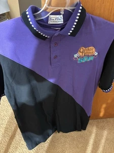NASCAR Cracker Barrel 500 Polo Shirt Color Block Purple Black Sz Large VTG 2001 - Picture 1 of 5