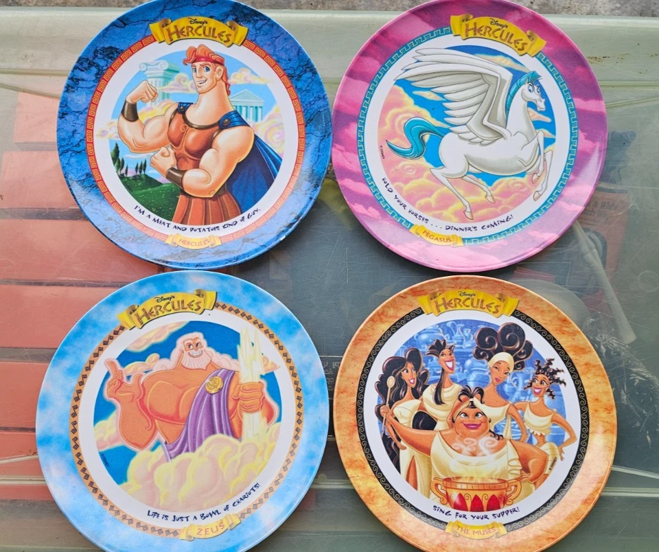 McDonald's ⭐️Disney Hercules Plates⭐️ Set Of 4 TheMuses, Zeus, Pegasus, & Phil - Image 1 of 4