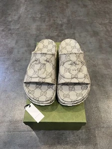 Gucci Rubber Men Slides Platform Sandals Interlocking GG UK 12/ 12.5 US - Picture 1 of 10